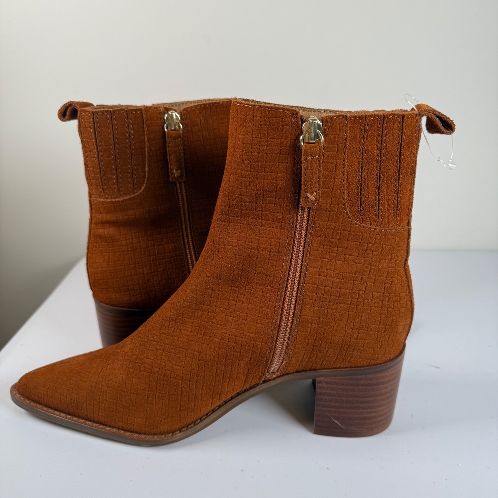 NWOT Kelsi‎ Dagger Brooklyn Milly Booties Ankle Boots 8 Cognac Suede Pointed Toe - Picture 9 of 10